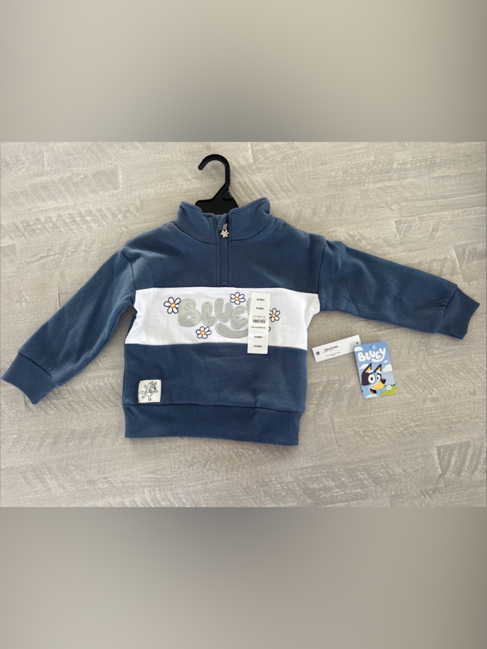 NWT ~ Bluey Blue Pull Over Zip Neck Sweatshirt Girls Size 3T